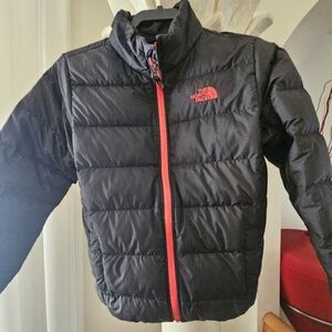 The North Face Kids Black Light Puffer Jacket with Red Zipper